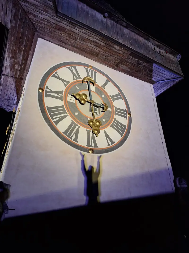 Uhrturm Graz in der Nacht