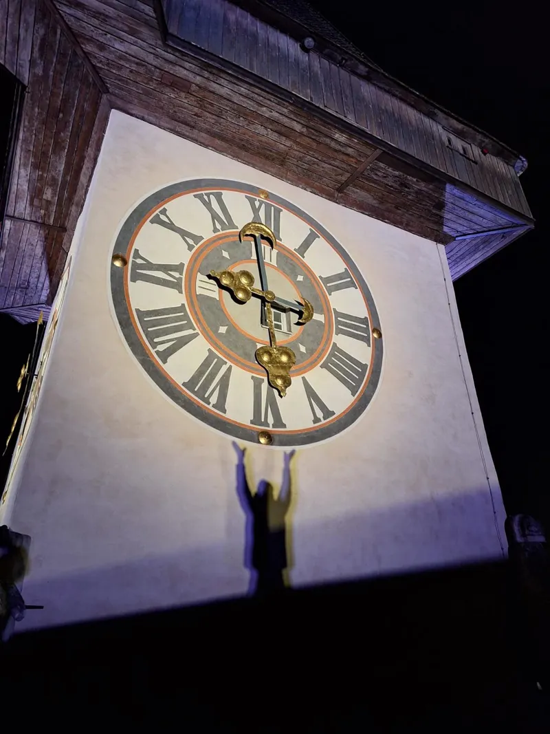 Uhrturm Graz in der Nacht
