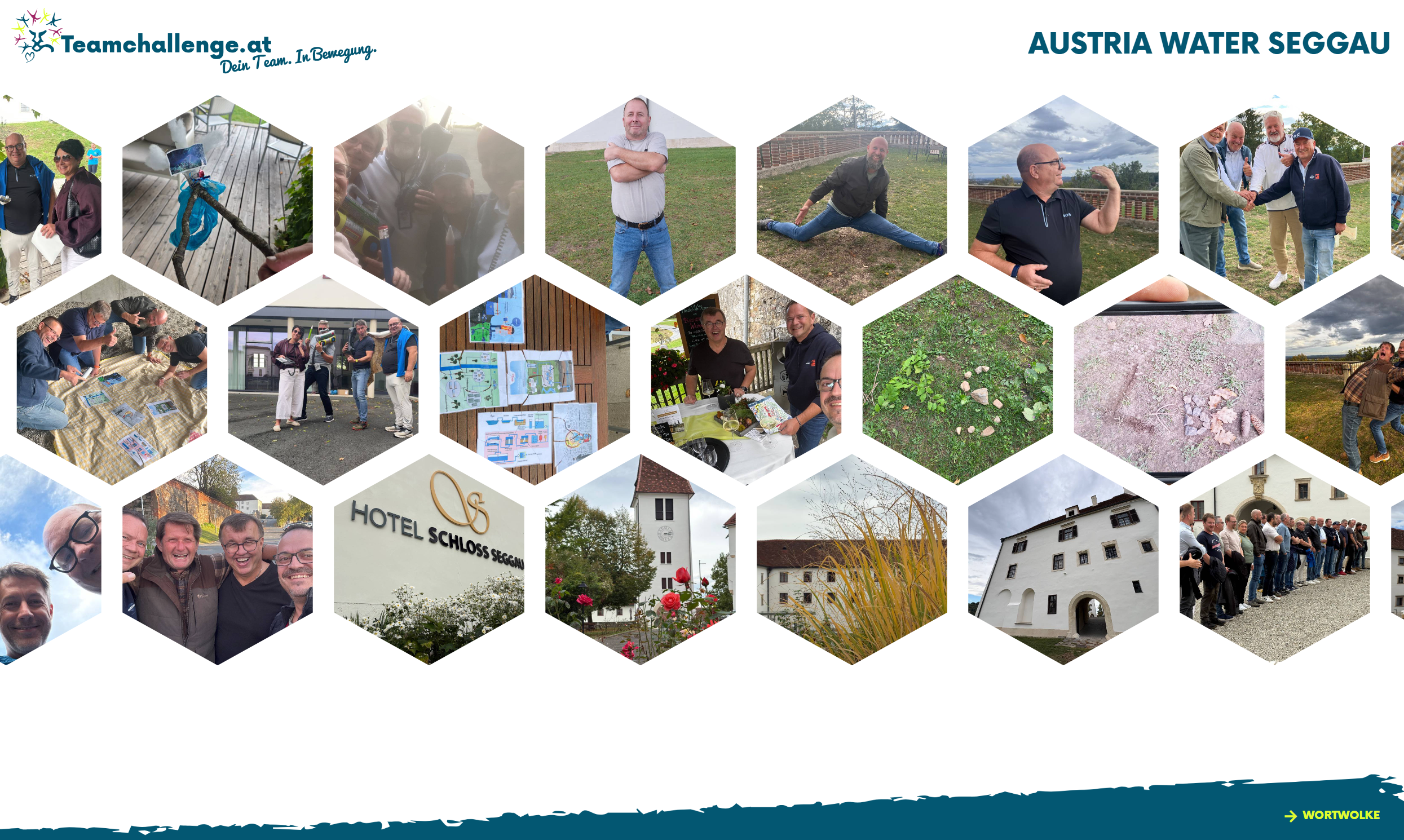 Fotowand der Mobilen Teamchallenge von Austrian Water in Schloss Seggau